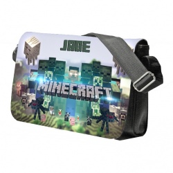 Black Minecraft Personalised Messenger Bag